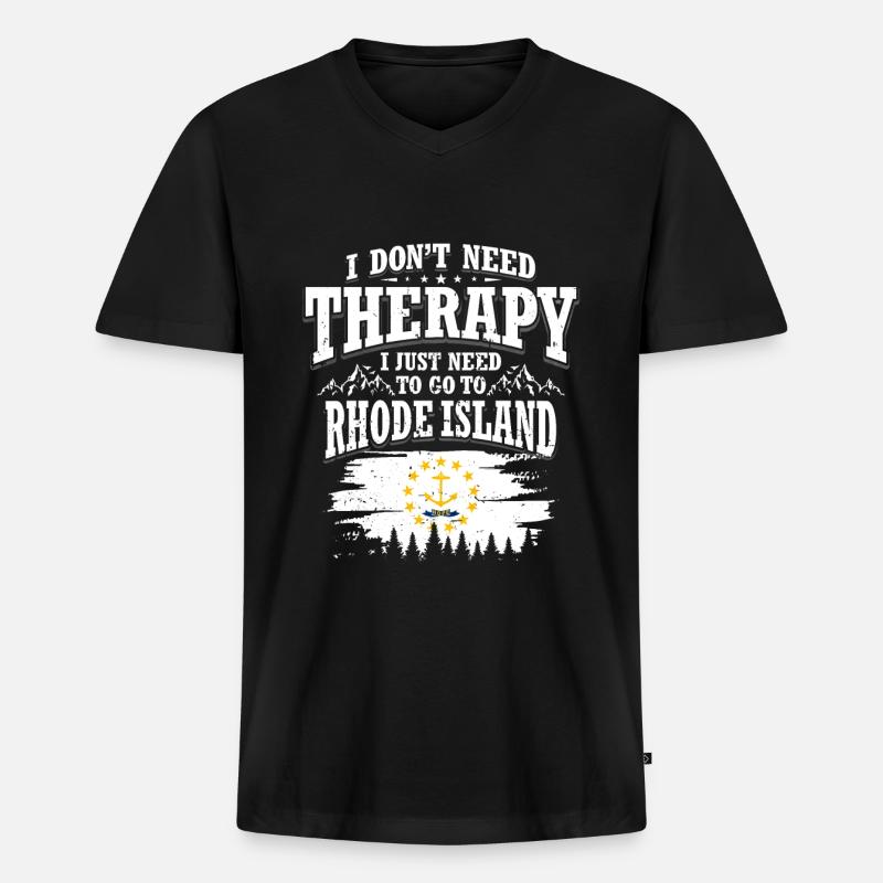 Rhode Island - Männer Premium Bio T-Shirt mit V-Ausschnitt - Schwarz