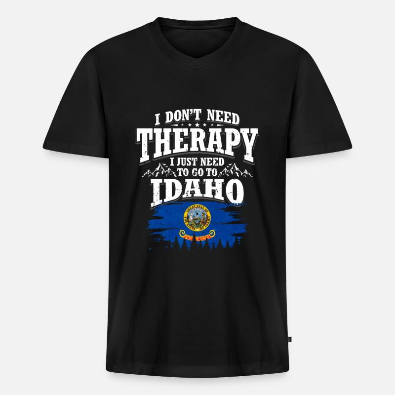 Idaho - Männer Premium Bio T-Shirt mit V-Ausschnitt - Schwarz