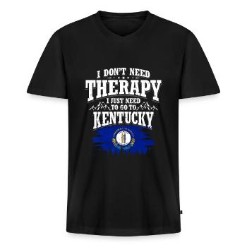 Kentucky - T-shirt encolure en V Premium bio Homme - noir - Devant - Nico (187cm)