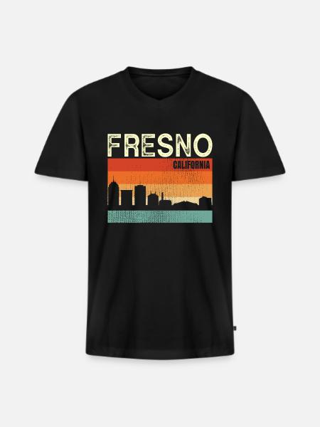Fresno California - Men's Premium Organic T-shirt with V-neck - black