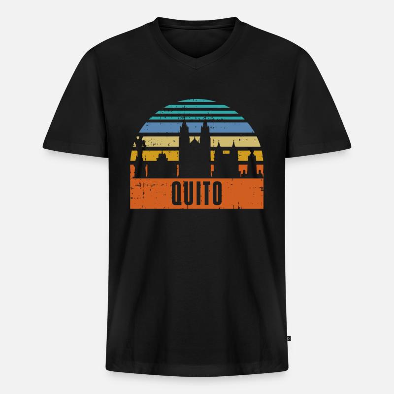 Quito Ecuador Skyline Geschenk - Männer Premium Bio T-Shirt mit V-Ausschnitt - Schwarz