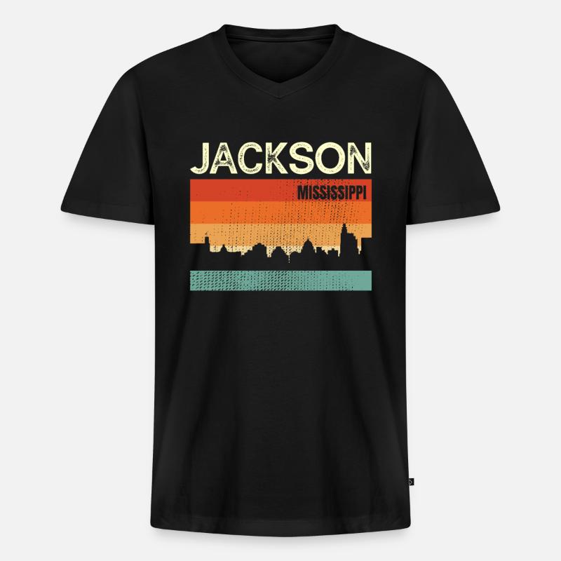 Jackson - Männer Premium Bio T-Shirt mit V-Ausschnitt - Schwarz