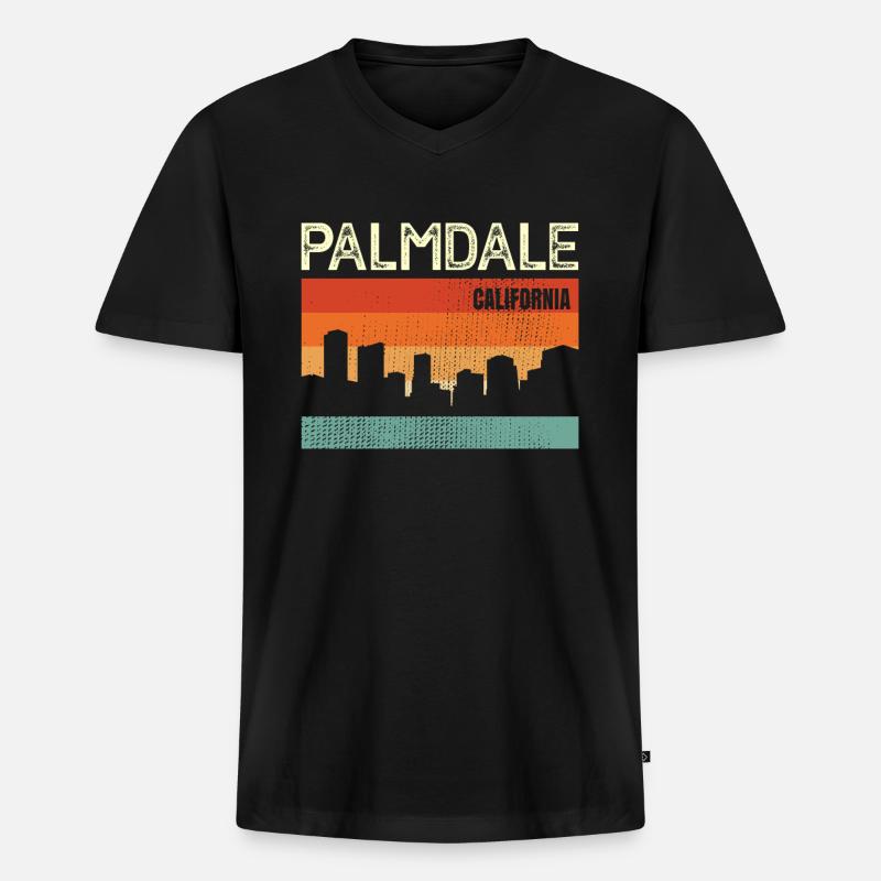 Palmdale - Männer Premium Bio T-Shirt mit V-Ausschnitt - Schwarz