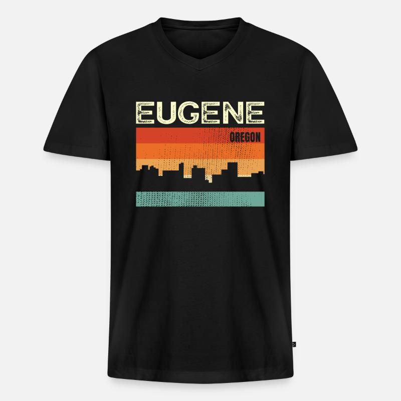 Eugen - Männer Premium Bio T-Shirt mit V-Ausschnitt - Schwarz