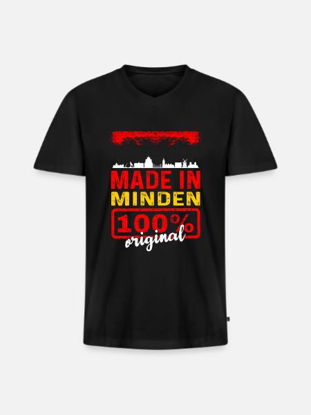 Minden Mindener Geschenk - Männer Premium Bio T-Shirt mit V-Ausschnitt - Schwarz