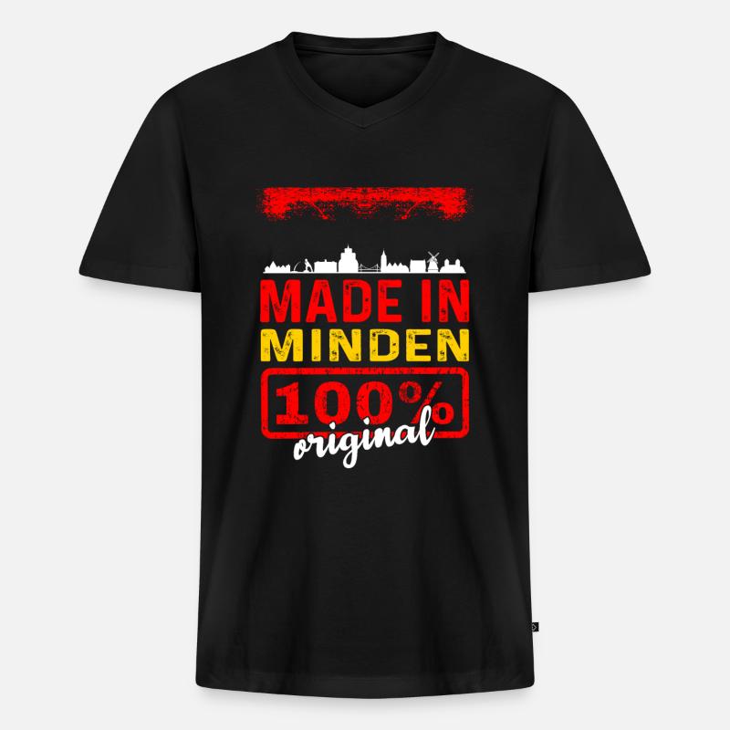 Minden Mindener Geschenk - Männer Premium Bio T-Shirt mit V-Ausschnitt - Schwarz