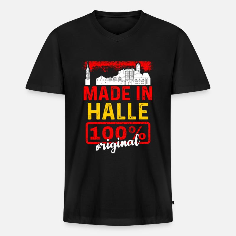 Kiel - Männer Premium Bio T-Shirt mit V-Ausschnitt - Schwarz