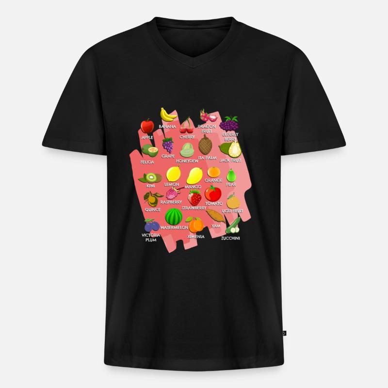 Gemüse-Alphabet - Männer Premium Bio T-Shirt mit V-Ausschnitt - Schwarz