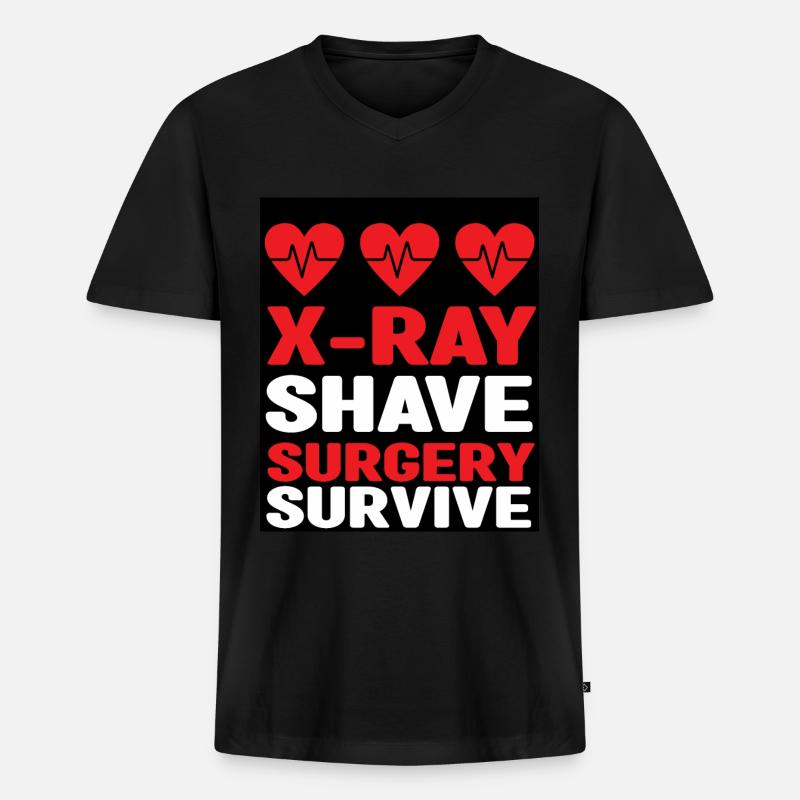 Operation Am Offen Herzen Geschenk - Männer Premium Bio T-Shirt mit V-Ausschnitt - Schwarz