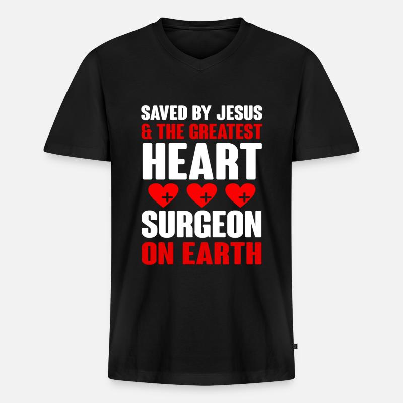 Operation Am Offen Herzen Geschenk - Männer Premium Bio T-Shirt mit V-Ausschnitt - Schwarz