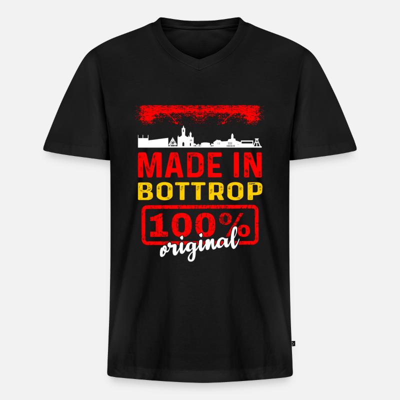Bottrop - Männer Premium Bio T-Shirt mit V-Ausschnitt - Schwarz