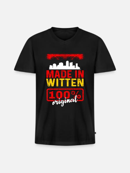 Witten - Männer Premium Bio T-Shirt mit V-Ausschnitt - Schwarz
