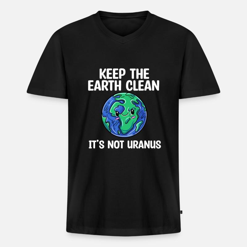 Uranus - Männer Premium Bio T-Shirt mit V-Ausschnitt - Schwarz