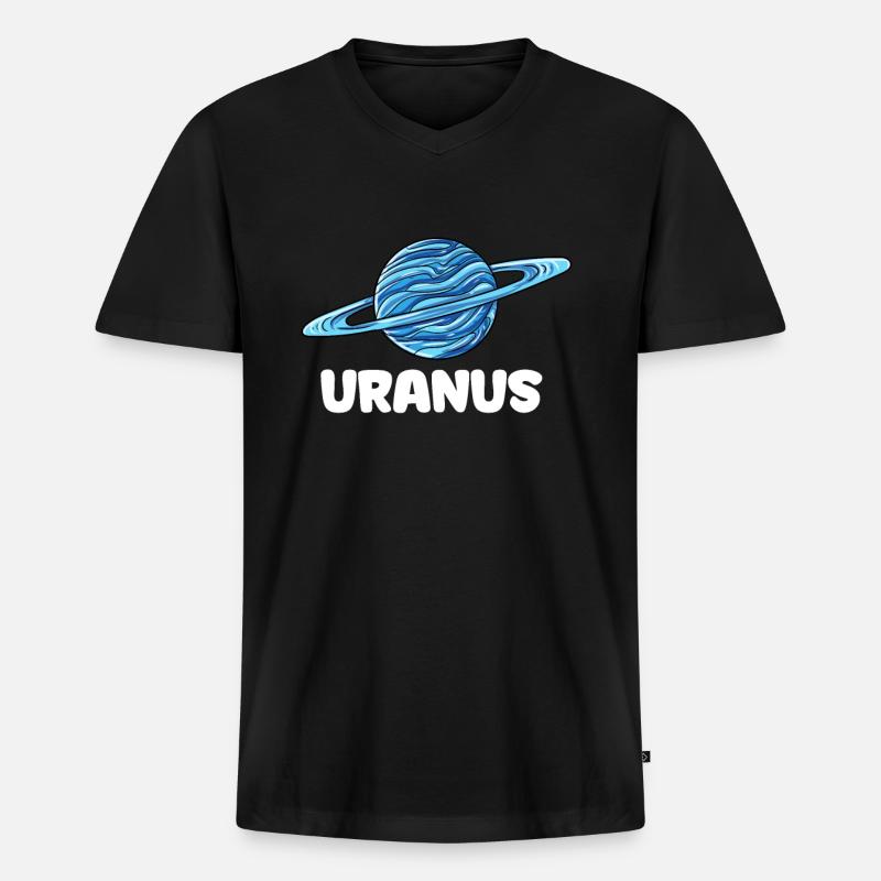 Uranus - Männer Premium Bio T-Shirt mit V-Ausschnitt - Schwarz