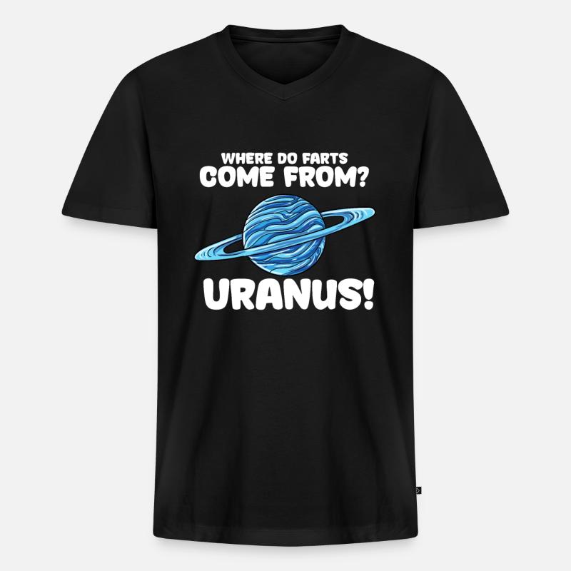 Uranus - Männer Premium Bio T-Shirt mit V-Ausschnitt - Schwarz