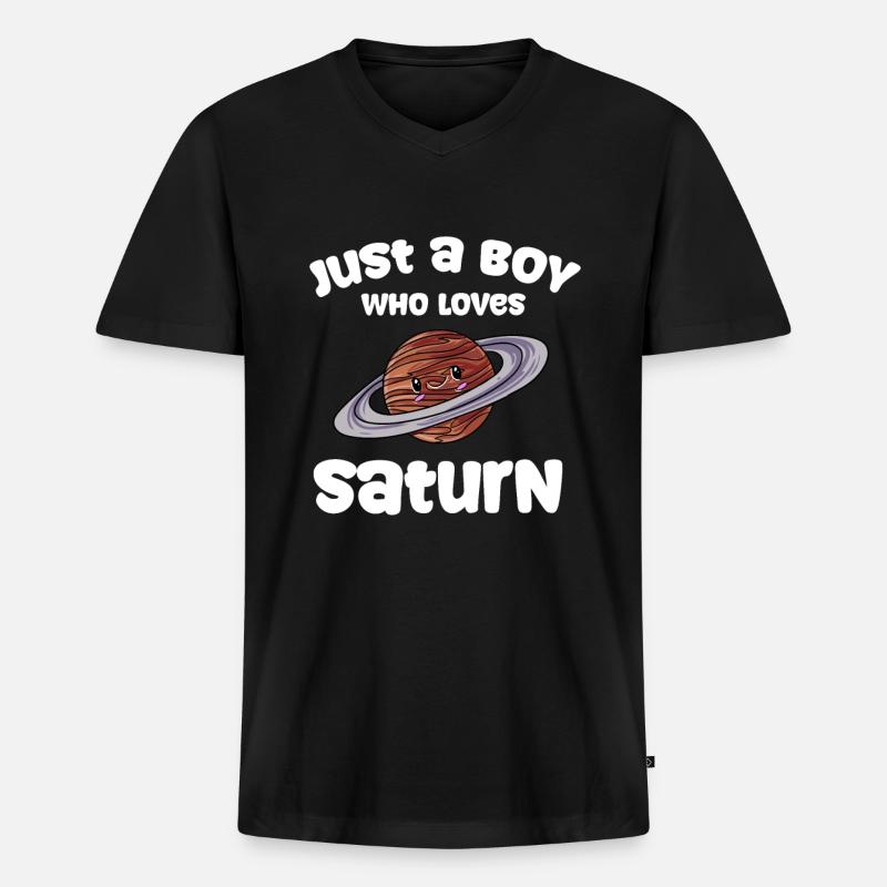 Saturn - Männer Premium Bio T-Shirt mit V-Ausschnitt - Schwarz