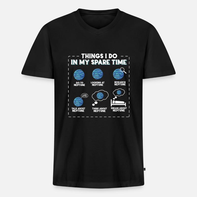 Neptun - Männer Premium Bio T-Shirt mit V-Ausschnitt - Schwarz