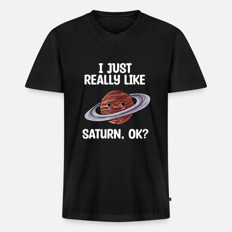 Saturn - Männer Premium Bio T-Shirt mit V-Ausschnitt - Schwarz