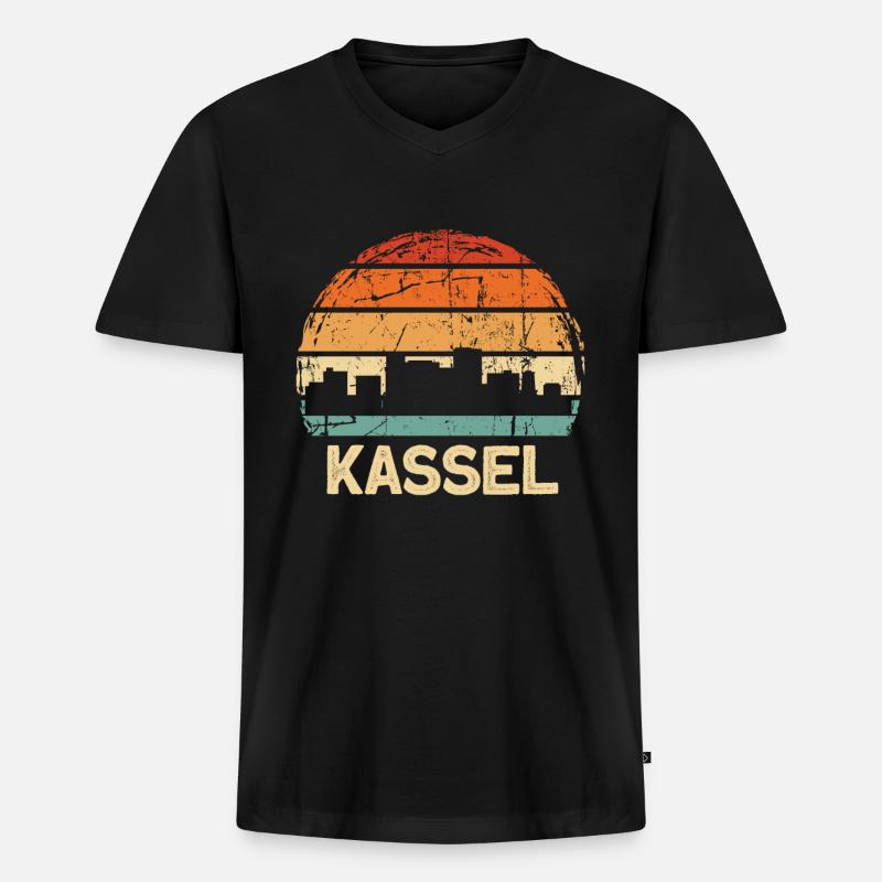 Kassel - Männer Premium Bio T-Shirt mit V-Ausschnitt - Schwarz