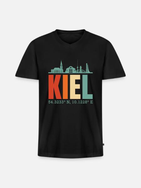 Kiel - Männer Premium Bio T-Shirt mit V-Ausschnitt - Schwarz