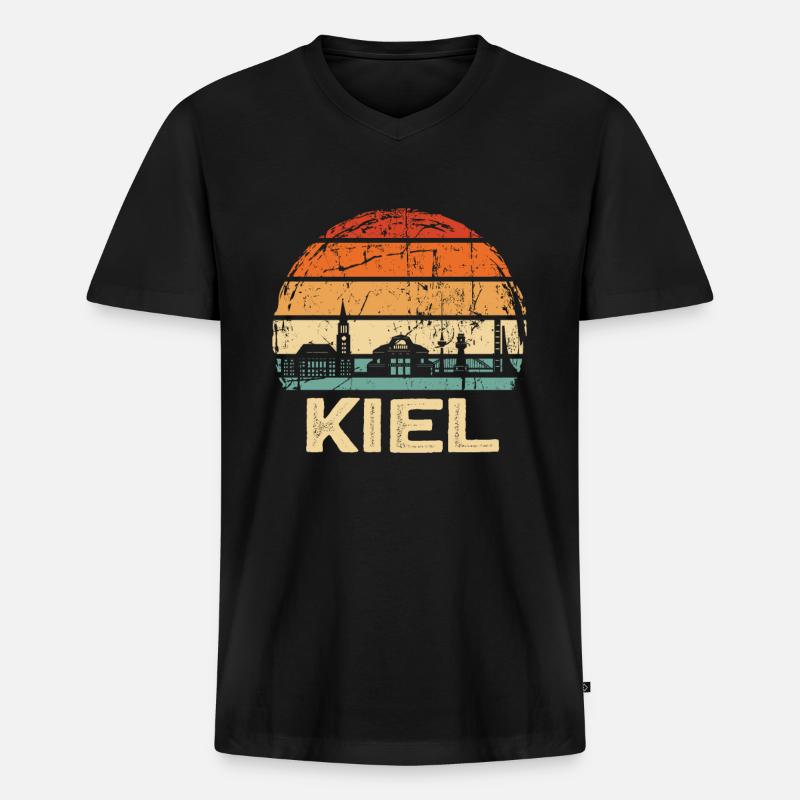 Kiel - Männer Premium Bio T-Shirt mit V-Ausschnitt - Schwarz
