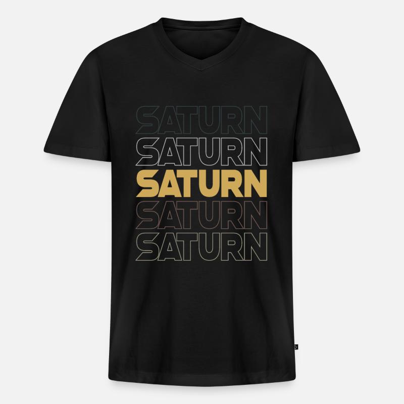 Saturn - Männer Premium Bio T-Shirt mit V-Ausschnitt - Schwarz