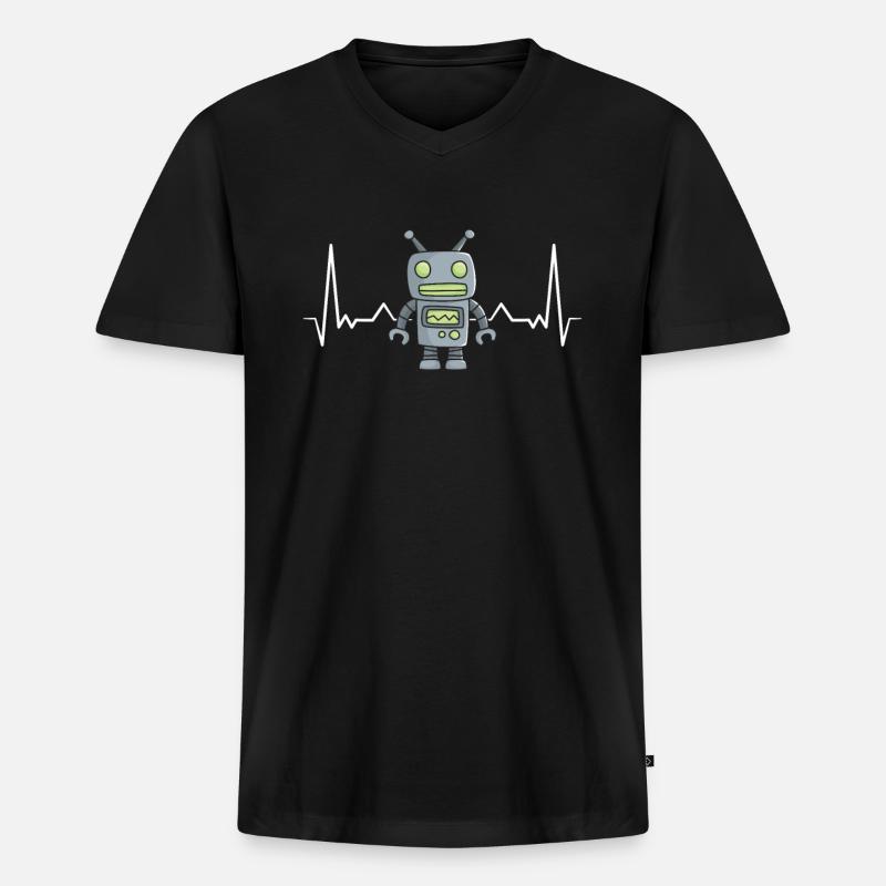 Roboter - Männer Premium Bio T-Shirt mit V-Ausschnitt - Schwarz