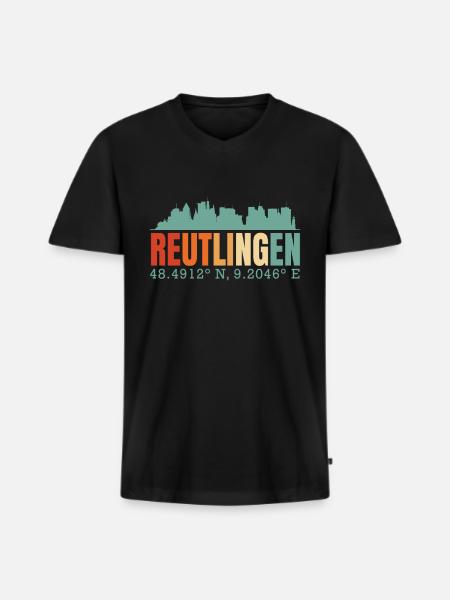 Reutlingen - Men's Premium Organic T-shirt with V-neck - black