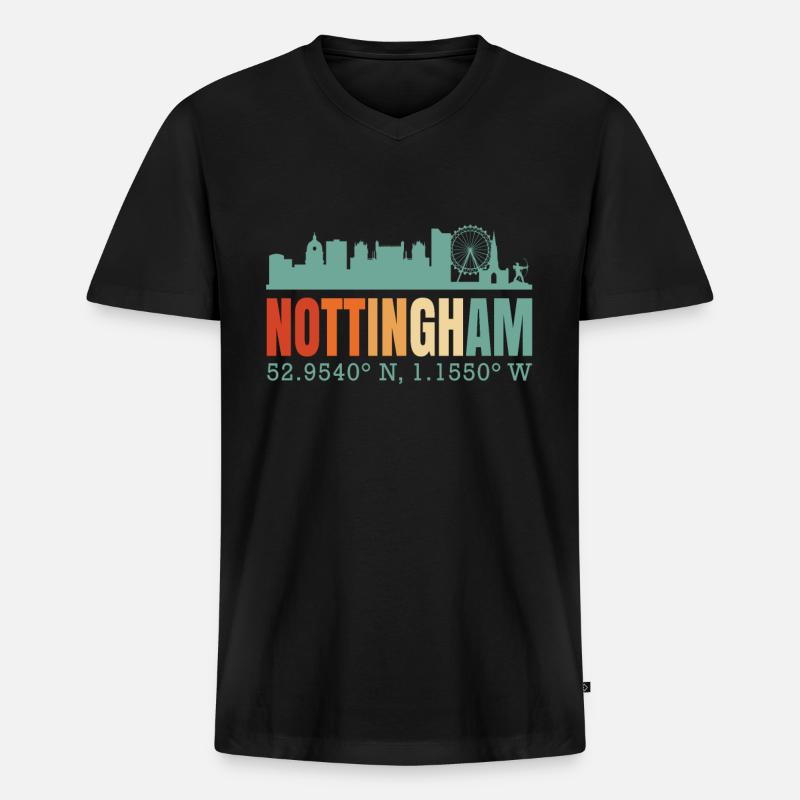 Nottingham - Männer Premium Bio T-Shirt mit V-Ausschnitt - Schwarz