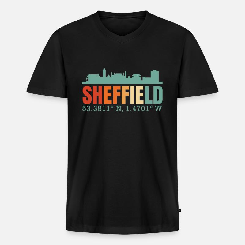 Sheffield - Männer Premium Bio T-Shirt mit V-Ausschnitt - Schwarz