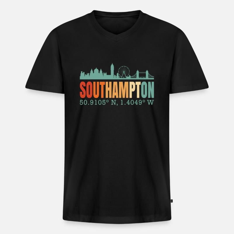 Southampton - Männer Premium Bio T-Shirt mit V-Ausschnitt - Schwarz