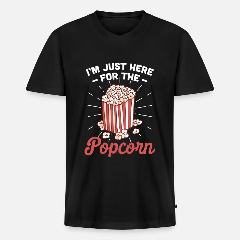 Popcorn - Männer Premium Bio T-Shirt mit V-Ausschnitt - Schwarz