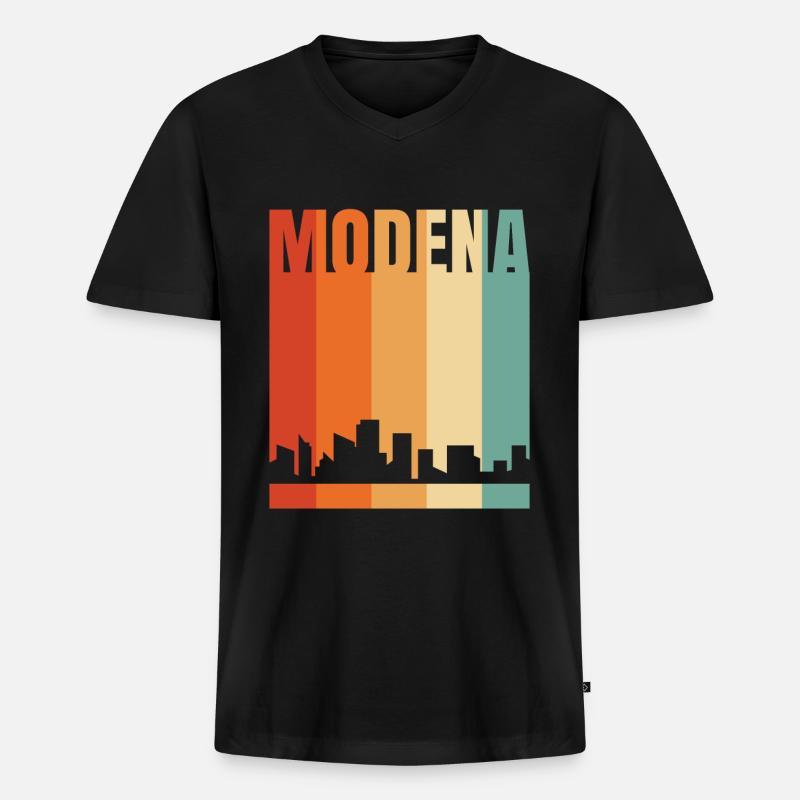 Modena - Männer Premium Bio T-Shirt mit V-Ausschnitt - Schwarz