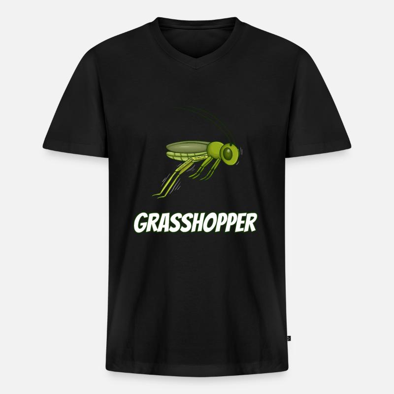 Grashüpfer - Männer Premium Bio T-Shirt mit V-Ausschnitt - Schwarz