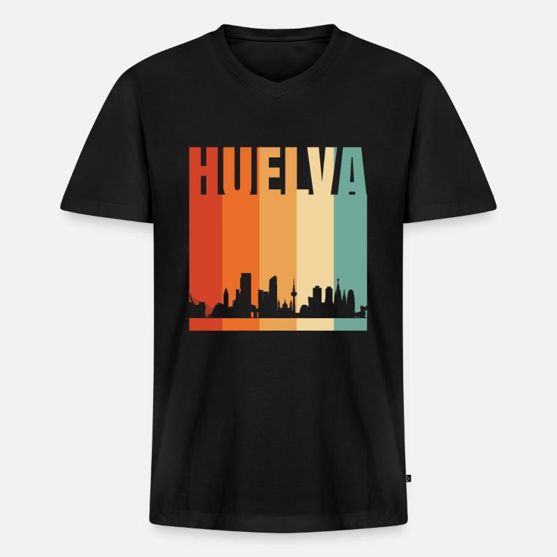 Huelva - Männer Premium Bio T-Shirt mit V-Ausschnitt - Schwarz