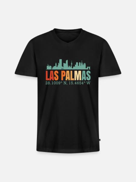Las Palmas - Men's Premium Organic T-shirt with V-neck - black