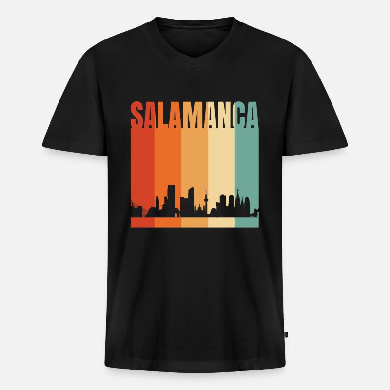 Salamanca - Männer Premium Bio T-Shirt mit V-Ausschnitt - Schwarz