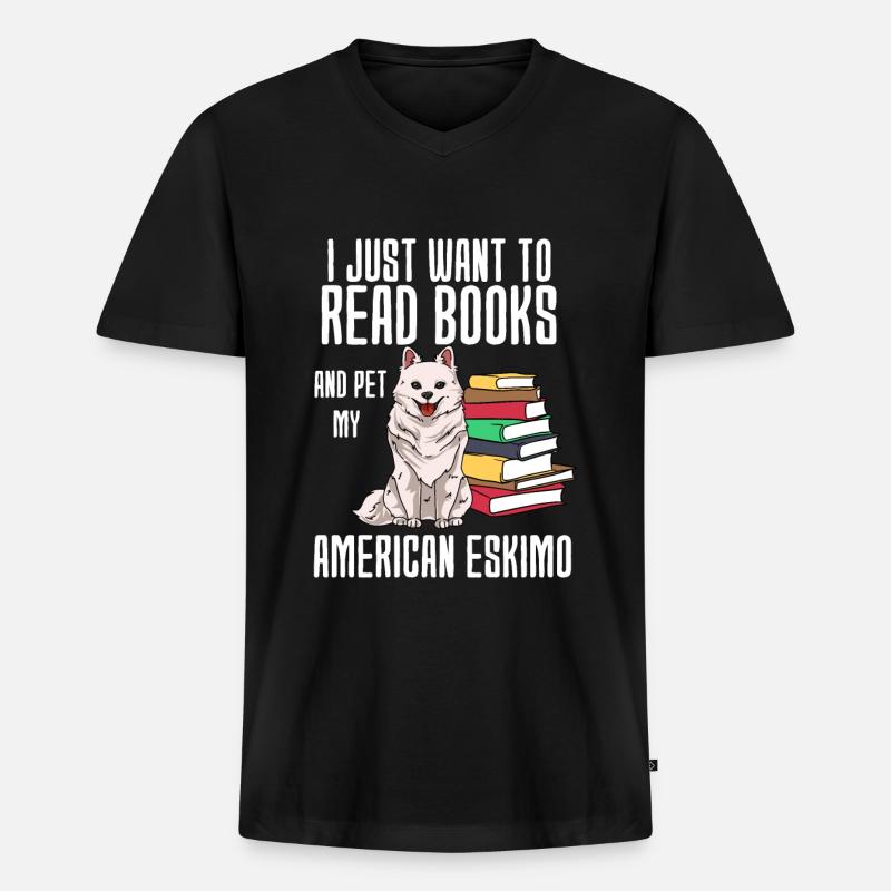 American Eskimo - Männer Premium Bio T-Shirt mit V-Ausschnitt - Schwarz