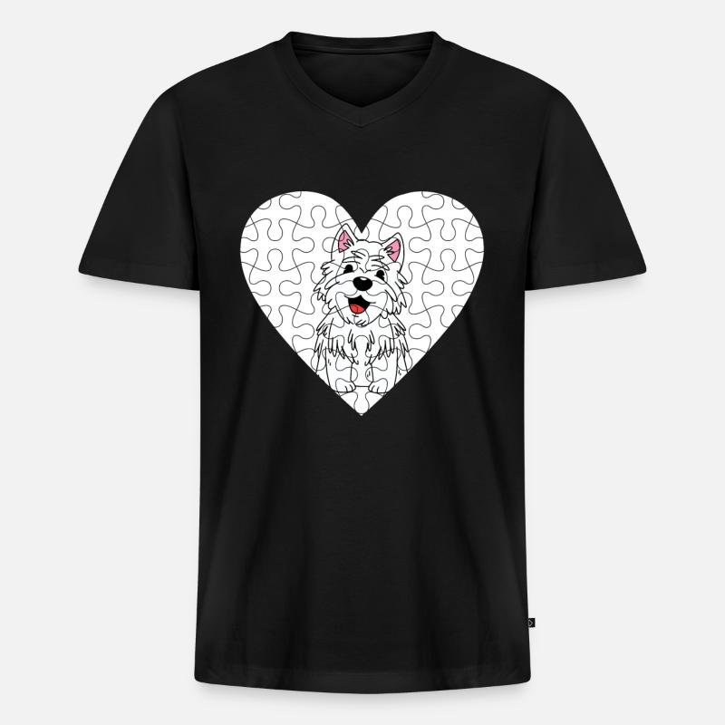West highland terrier - Männer Premium Bio T-Shirt mit V-Ausschnitt - Schwarz