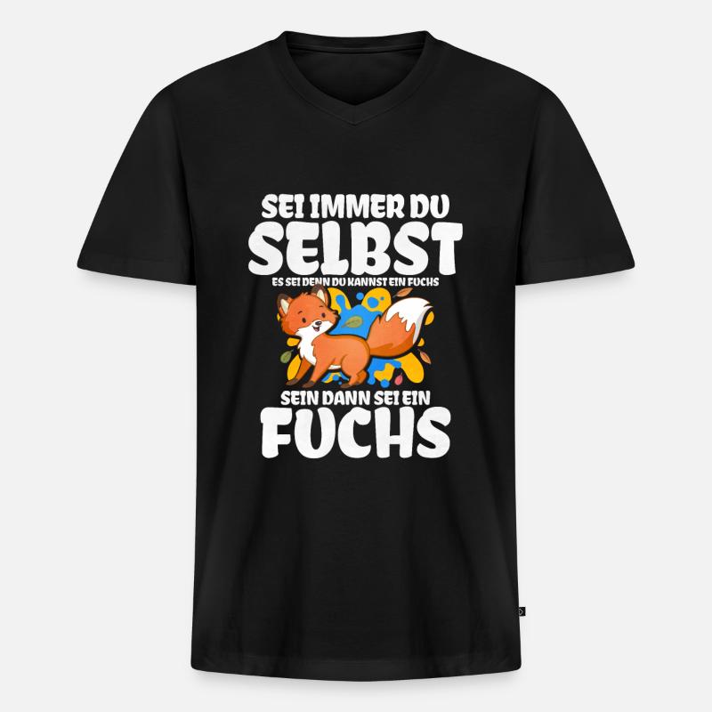 Fuchs Geschenk - Männer Premium Bio T-Shirt mit V-Ausschnitt - Schwarz