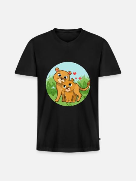 Lion Mama Baby - Men's Premium Organic T-shirt with V-neck - black
