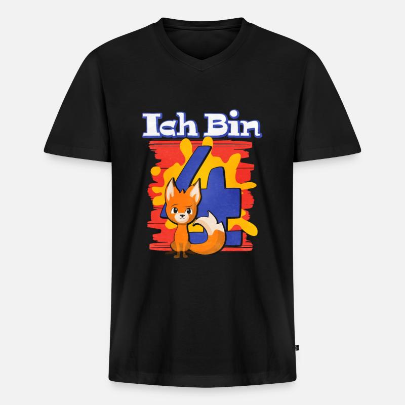 Ich Bin 4 Fuchs - Männer Premium Bio T-Shirt mit V-Ausschnitt - Schwarz