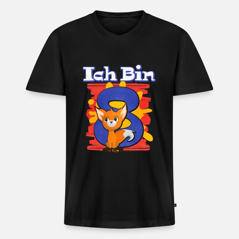 Ich Bin 8 Fuchs - Männer Premium Bio T-Shirt mit V-Ausschnitt - Schwarz