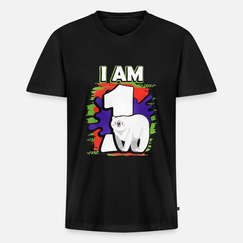 Ich Bin 1 Eisbär - Männer Premium Bio T-Shirt mit V-Ausschnitt - Schwarz