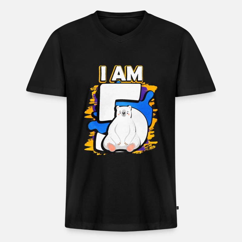 Ich Bin 5 Eisbär - Männer Premium Bio T-Shirt mit V-Ausschnitt - Schwarz