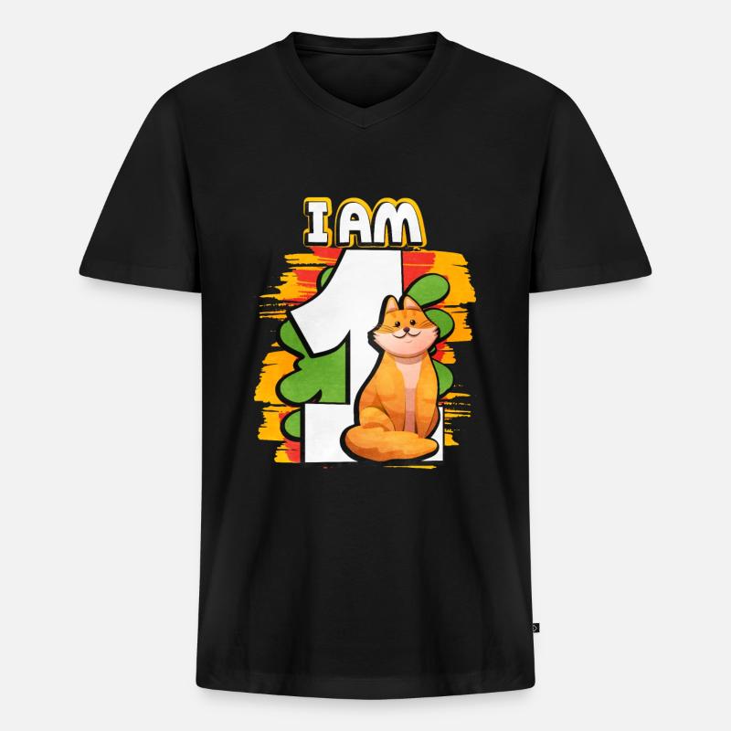 Ich Bin 1 Katze - Männer Premium Bio T-Shirt mit V-Ausschnitt - Schwarz