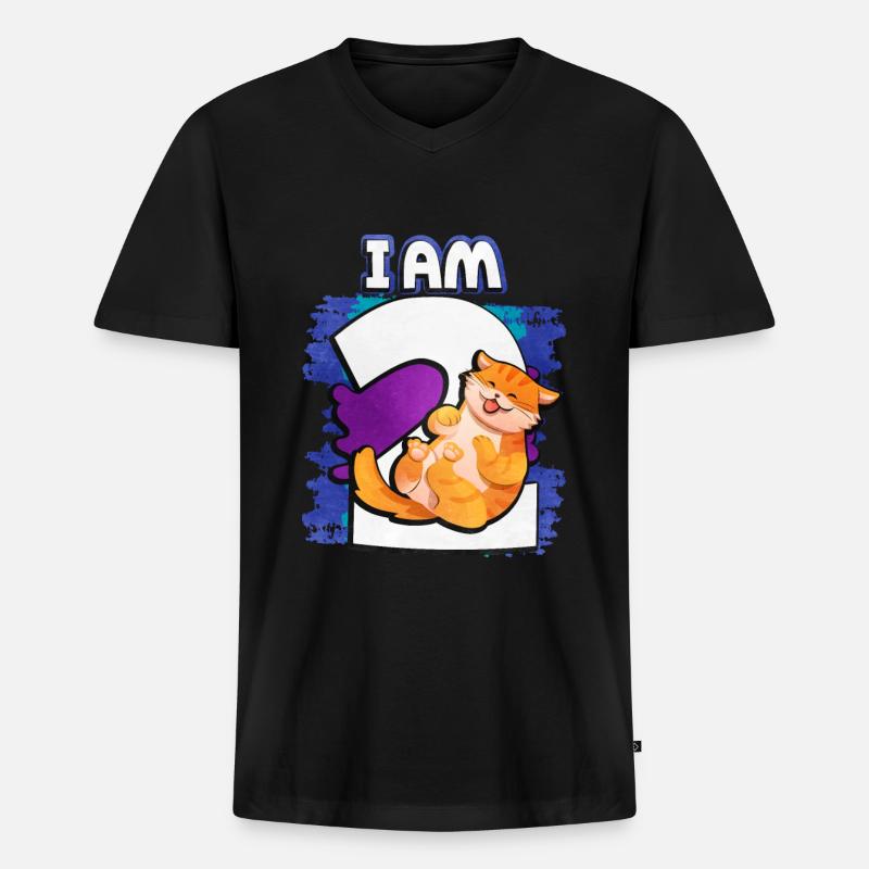 Ich Bin 2 Katze - Männer Premium Bio T-Shirt mit V-Ausschnitt - Schwarz