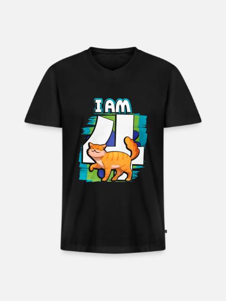 I am 4 cat - Men's Premium Organic T-shirt with V-neck - black