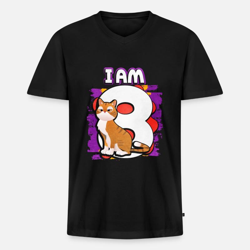 Ich Bin 8 Katze - Männer Premium Bio T-Shirt mit V-Ausschnitt - Schwarz