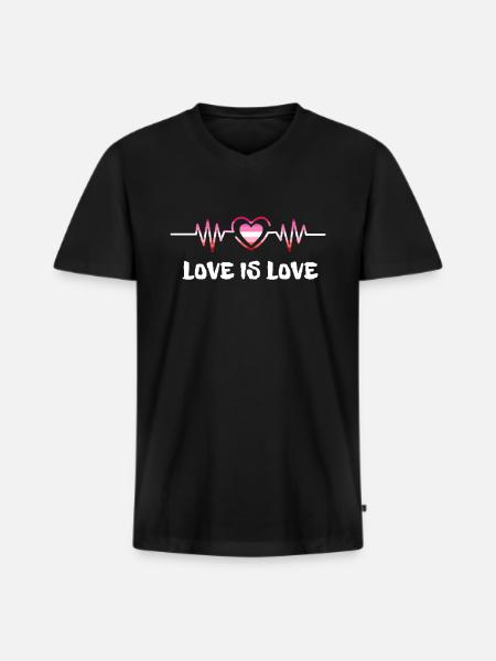 Lesbian Lesbian Pride Flag Gift - Men's Premium Organic T-shirt with V-neck - black
